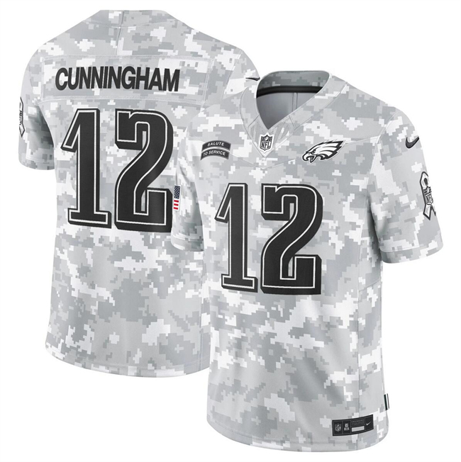 Men's Arctic Camo Philadelphia Eagles #12 Randall Cunningham 2024 F.U.S.E Salute to Service Limited Stitched Football Jersey